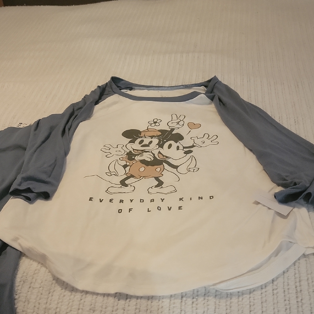 Disney Mickey & Minnie Blue and White Raglan Shirt